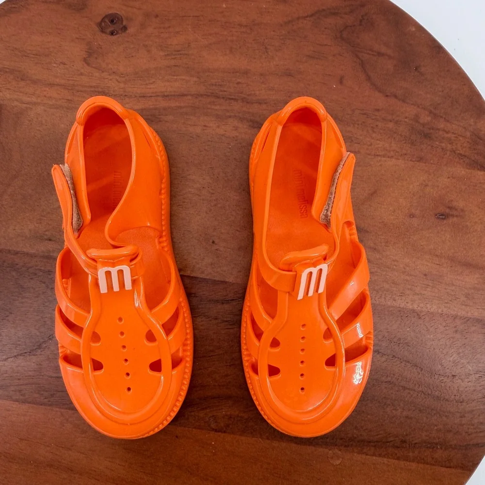 Mini Melissa Hip Daydream BB Orange Jelly‎ Sandals Kids Size 12 Vegan 35903